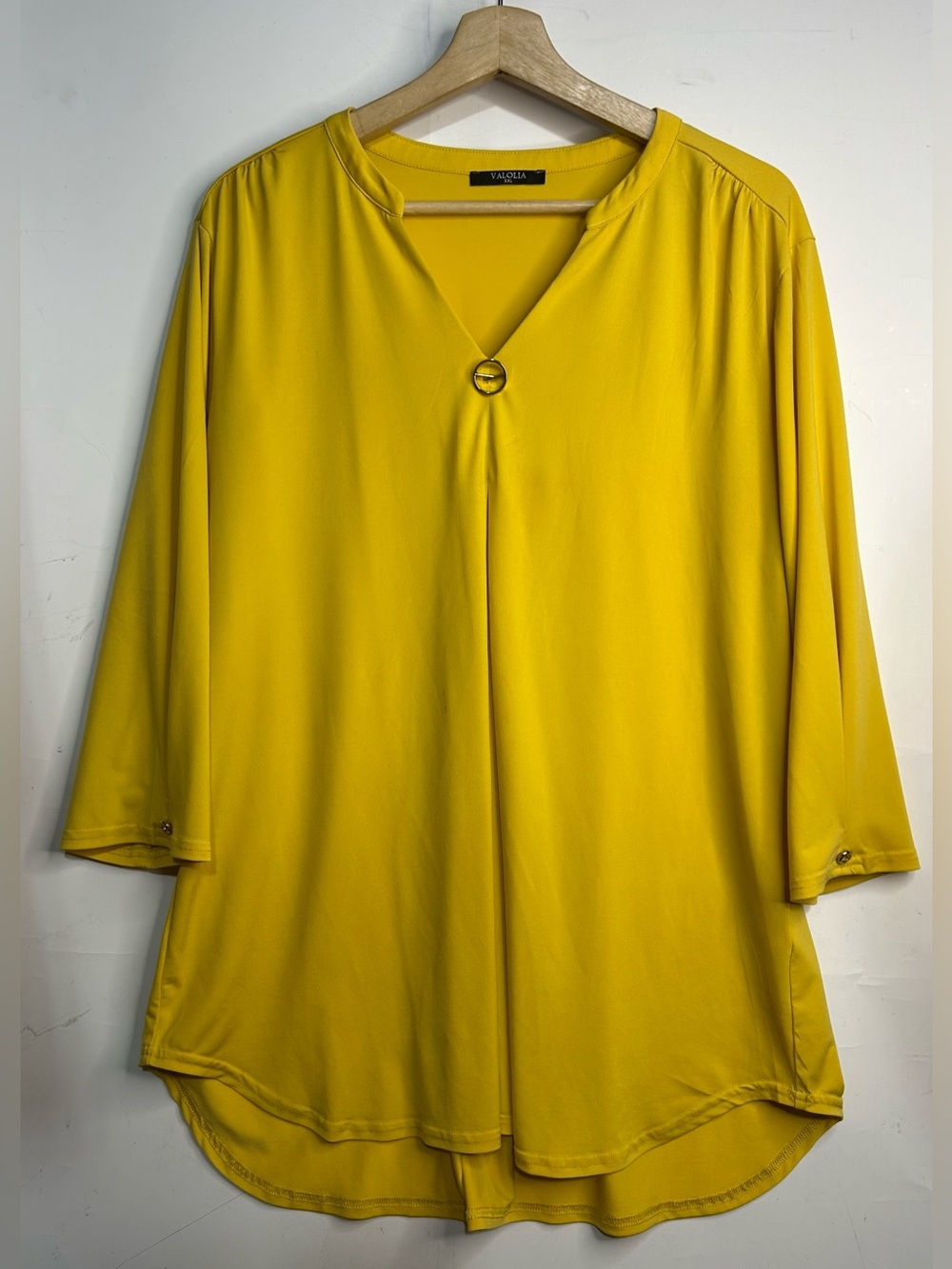 Valolia Yellow Quarter Sleeve Blouse XXL